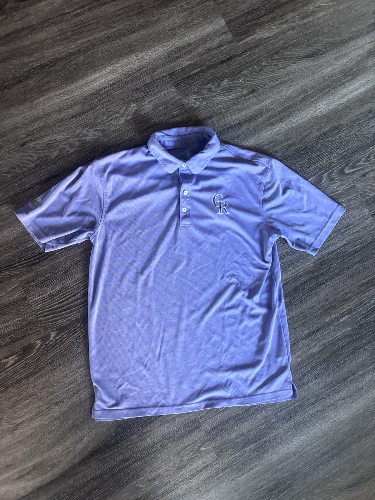 Colorado Rockies Purple Solid Polo Shirt Embroidered Logo 3-Button Sz: M