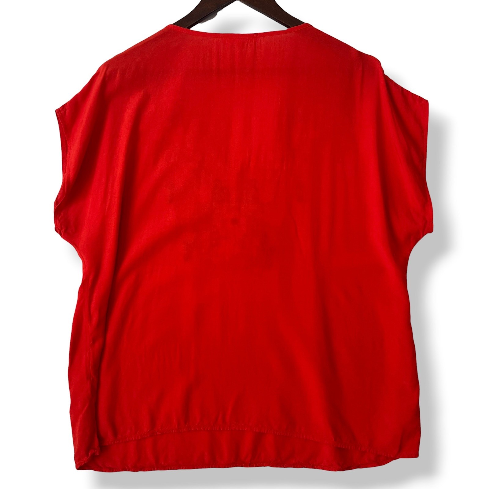 Solitaire L Embroidered Blouse Red Boho Floral V-Neck Top Peasant Festival Folk