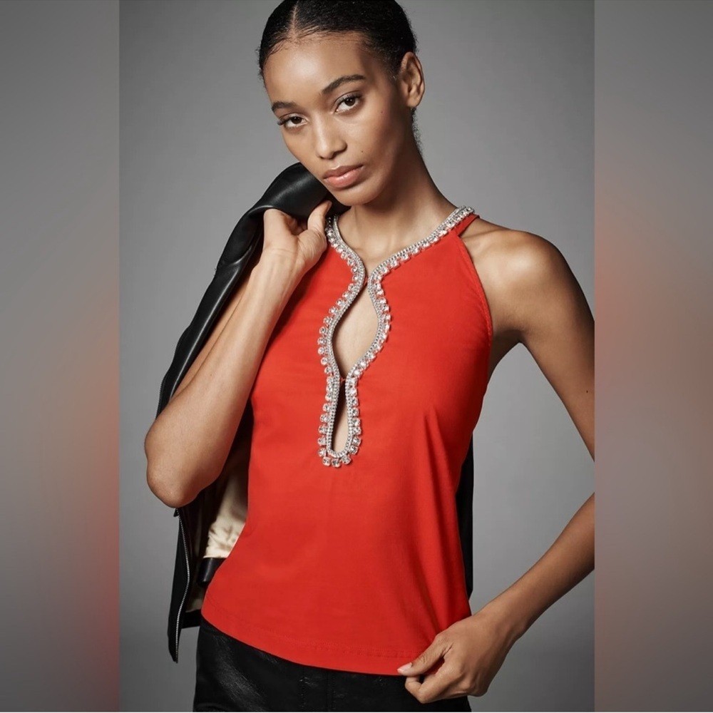 NWT Maeve Red Embellished Blouse