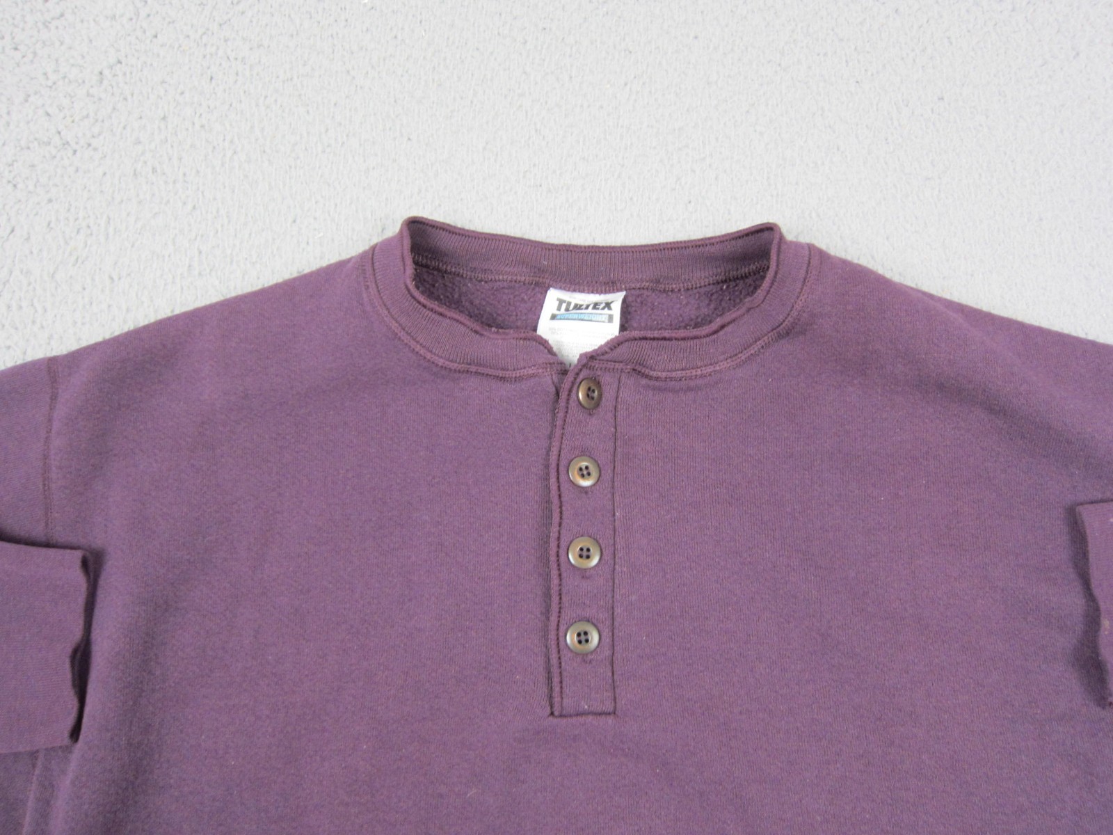 Vintage Tultex Sweatshirt Adult Large L Purple Henley Fleece 90s Sweater Casual