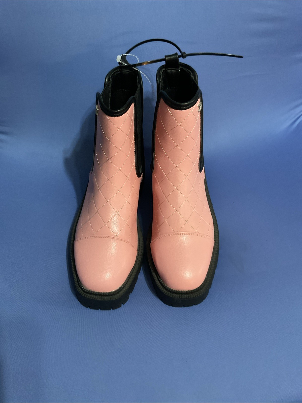 Sam Edelman Laguna Chelsea Ankle Boots Pink/Black Quilted Teens US 5