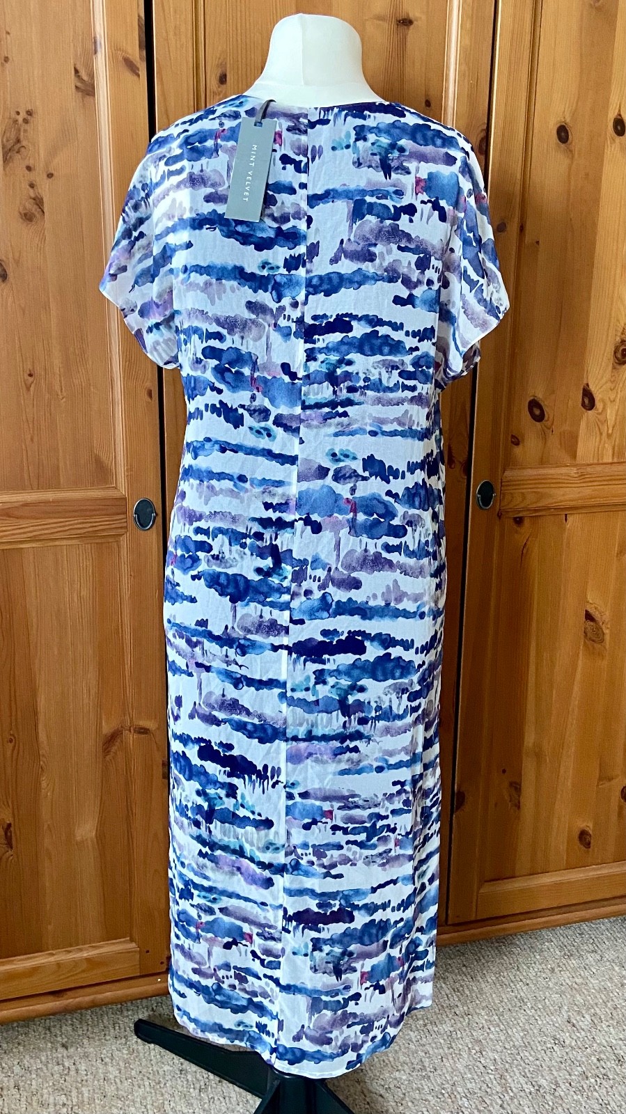 Mint Velvet Maxi Dress | Blue Stripe Chiffon | Short Sleeve | BNWT Size 10