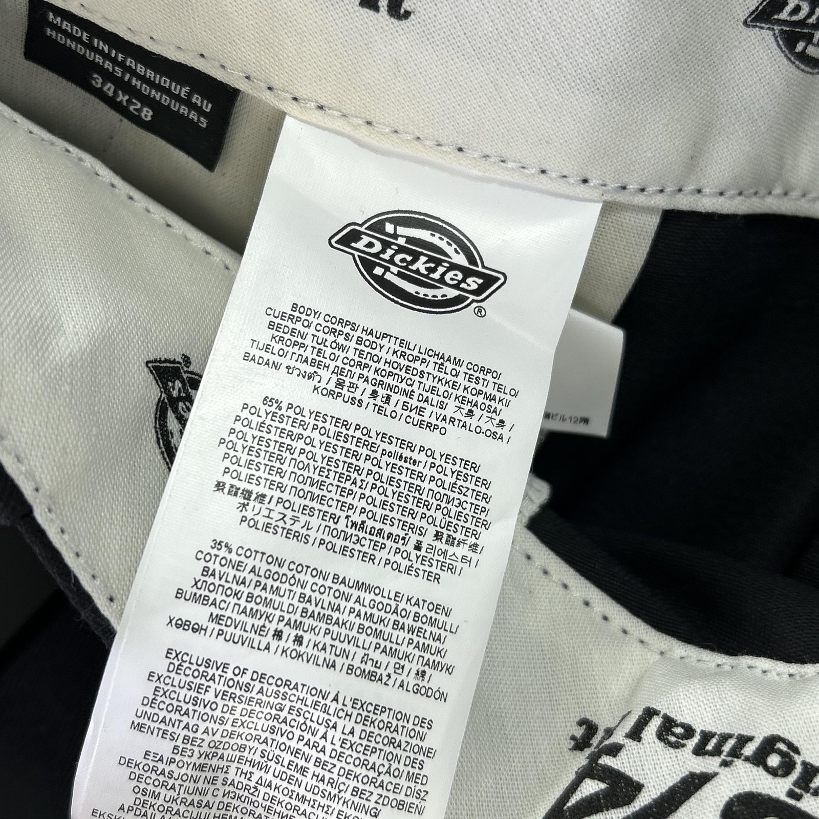 NEW Dickies 874 Original Work Pants Mens 34×28 Black Regular Fit Chino Workwear
