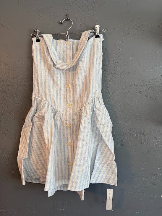 REFORMATION MARIELA Linen Dress Swan Stripe Blue & White Halter Choose Size 0-12