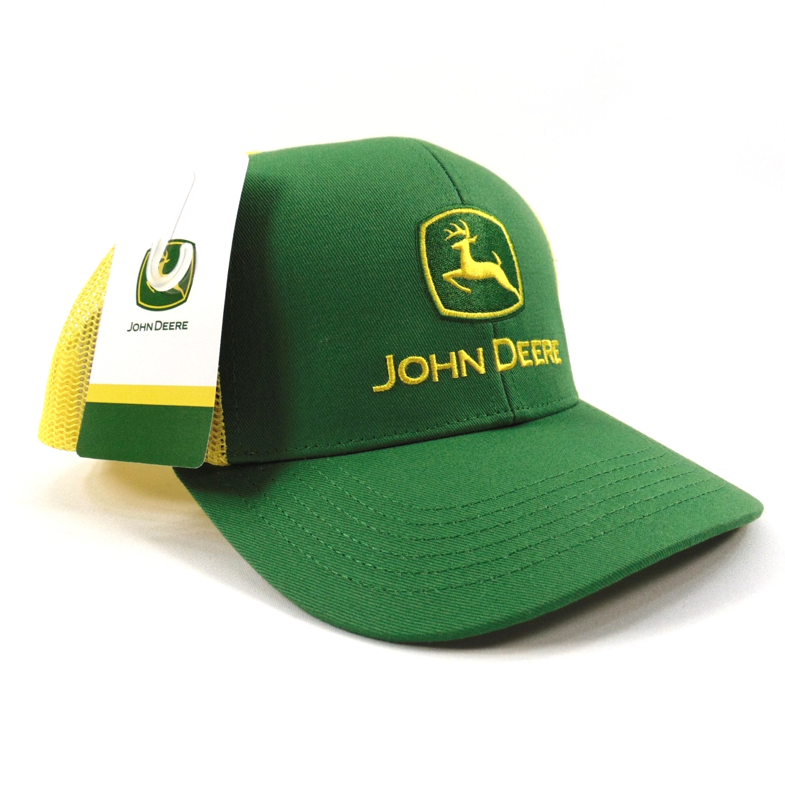 John Deere Trucker Hat Green Yellow Mesh Snapback Adjustable Embroidered Cap New