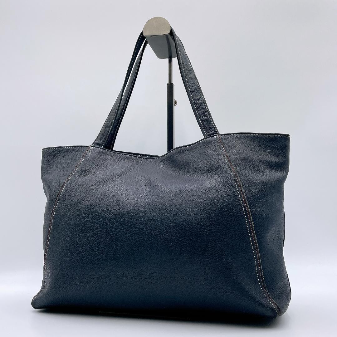 Kitamura h385 A4 Tote Bag Leather Embossed Black Shoulder Japan 0612640