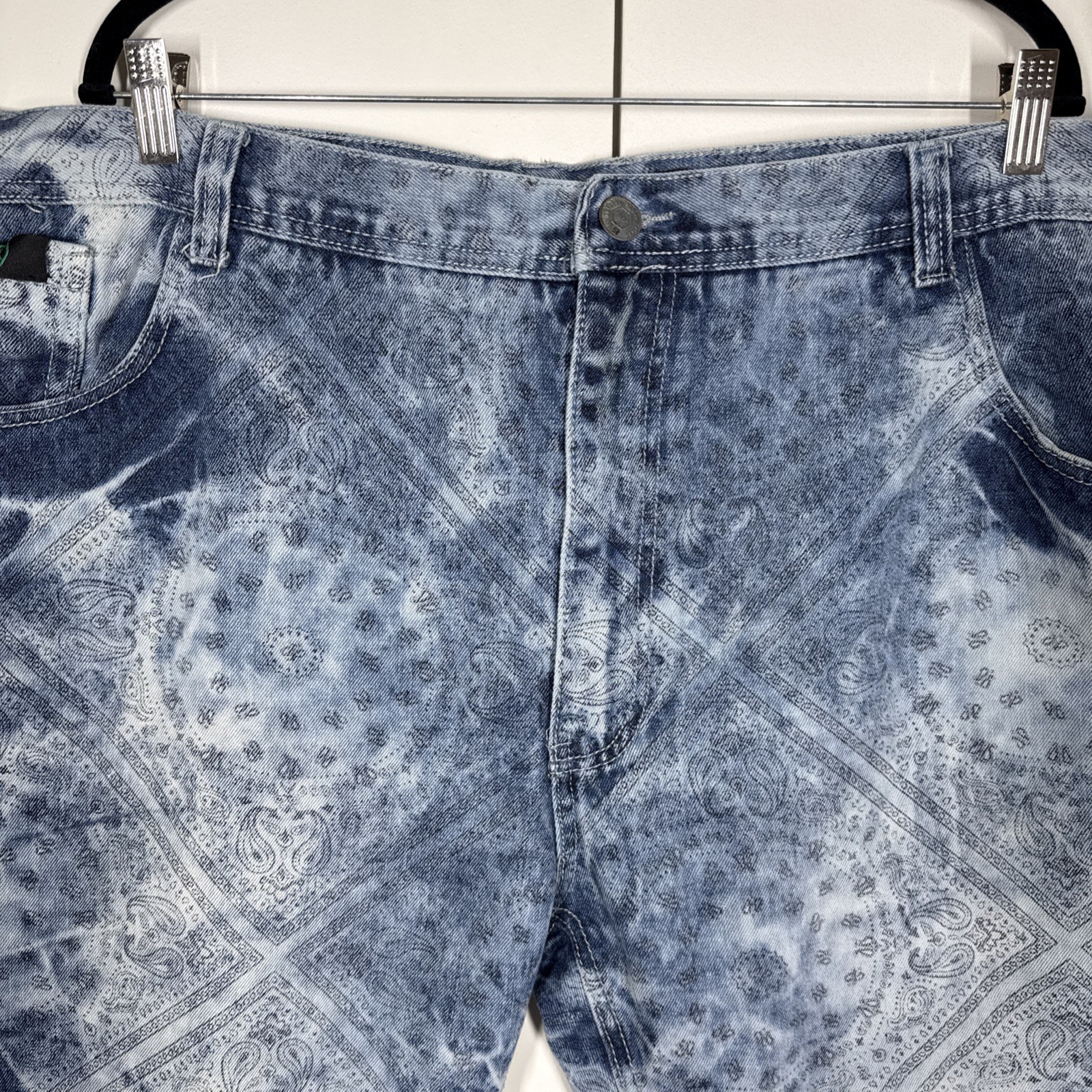 Switch Remarkable Jean Shorts Men’s 50 Blue Paisley Denim Grunge 90’s Hip Hop