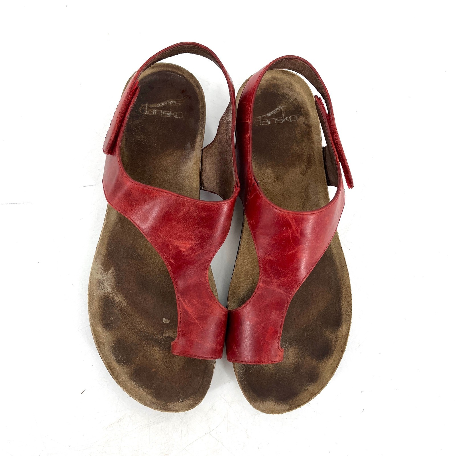Dansko Red Leather Reece Thong Strap Cork Footbed Sandals Women’s EU40 -US 9.5