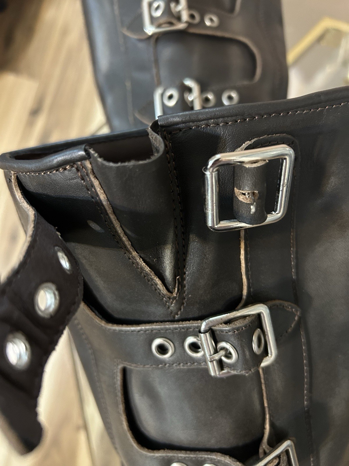 Steve Madden Brocks Gray Leather Multi Buckle Moto Boot Size 8.5