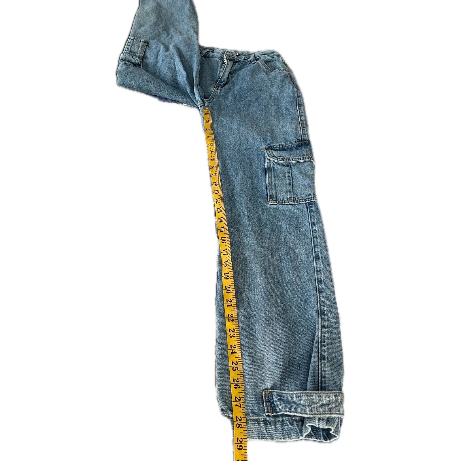 AMAZING y2k Beginning Boutique Light Wash Cargo Jeans Wide Leg Women’s Size 4