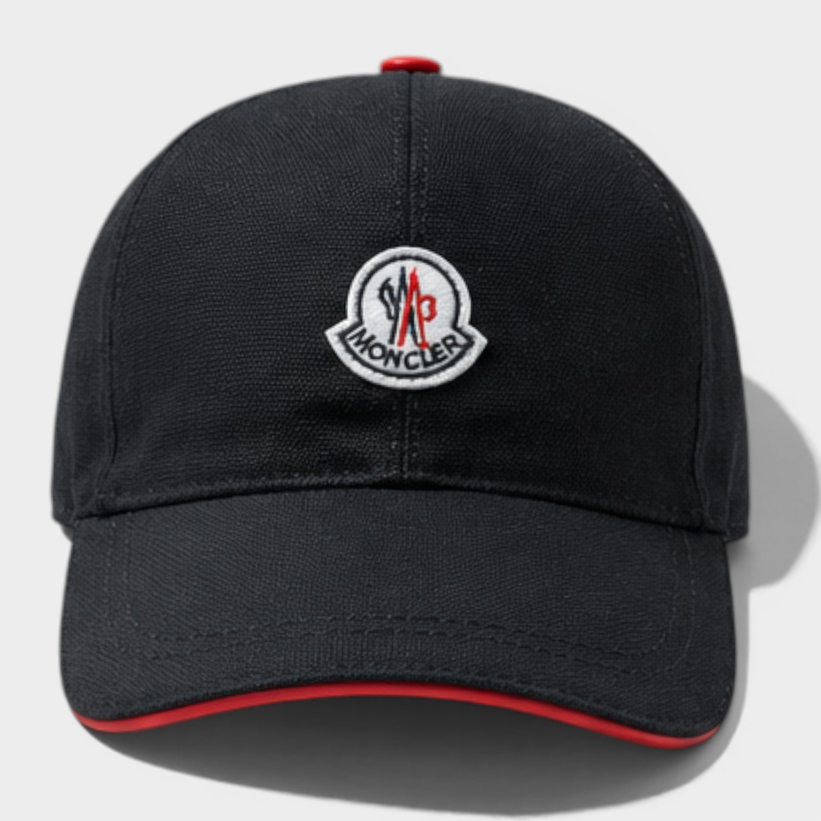 Classic Moncler Black & Red Adjustable Baseball Cap Luxury Casual Designer Hat
