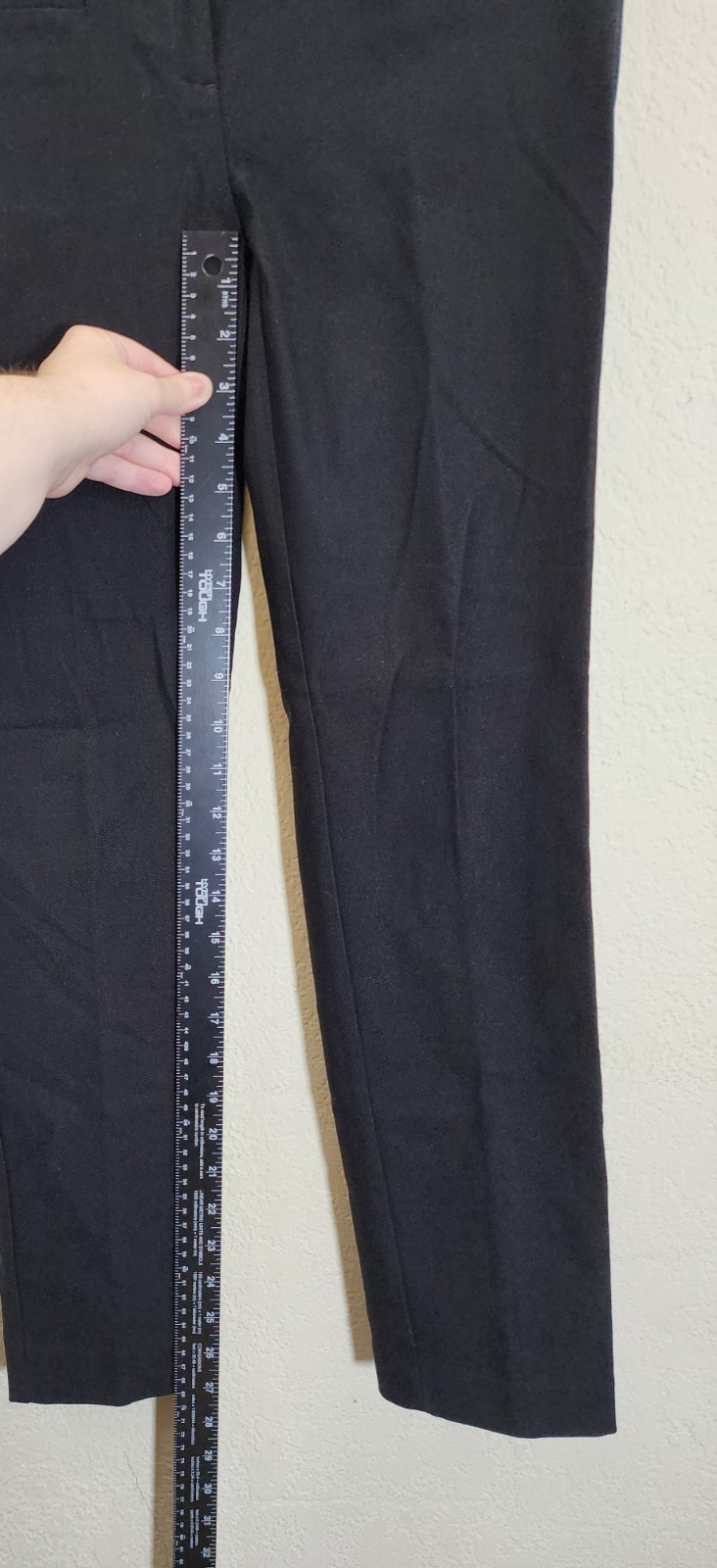 Van Heusen Womens Slim Stretch Dress Pants 0 Short Black Rayon Nylon Spandex
