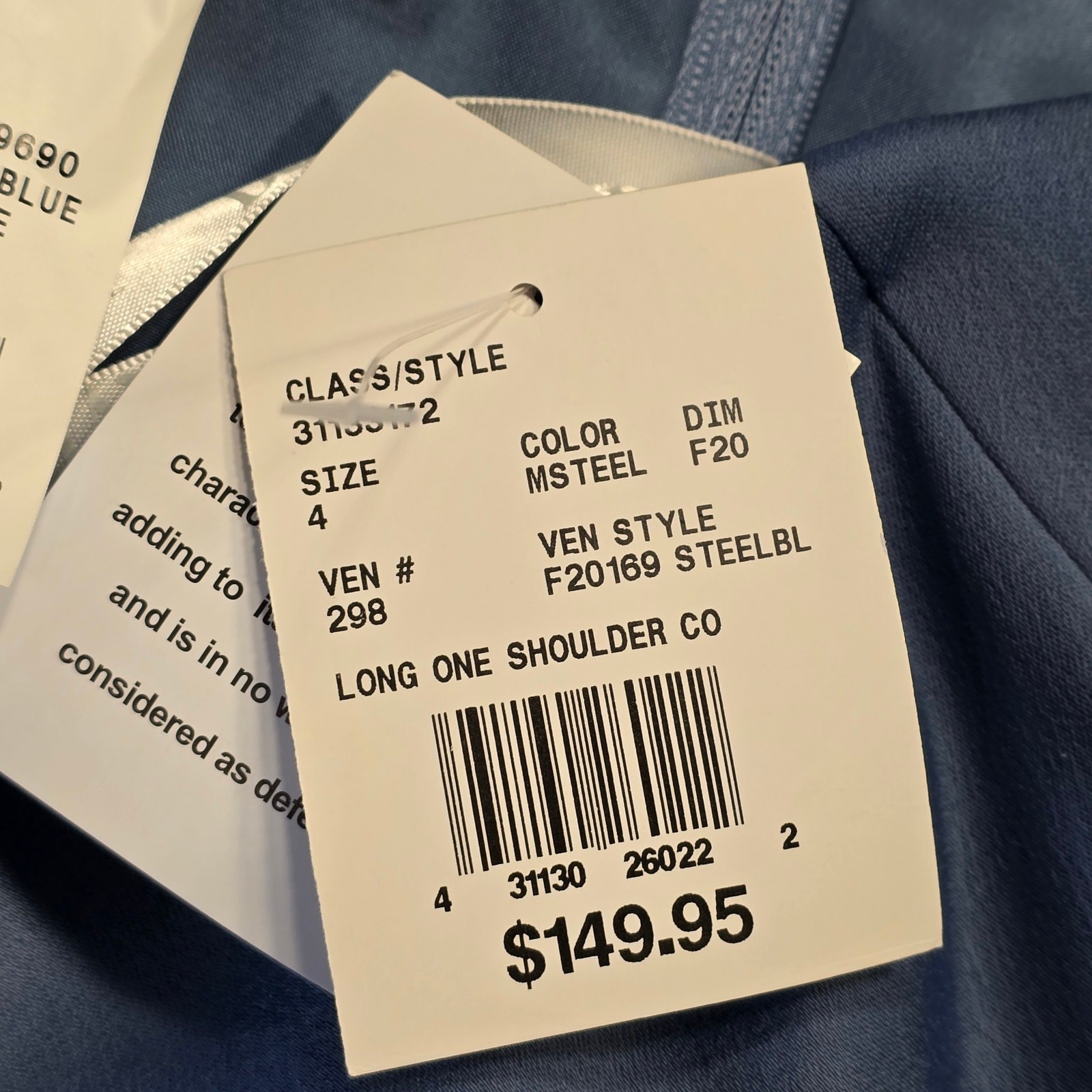 David’s Bridal Blue Formal Maxi Long One Shoulder Gown Zip NEW $149 Women Size 4