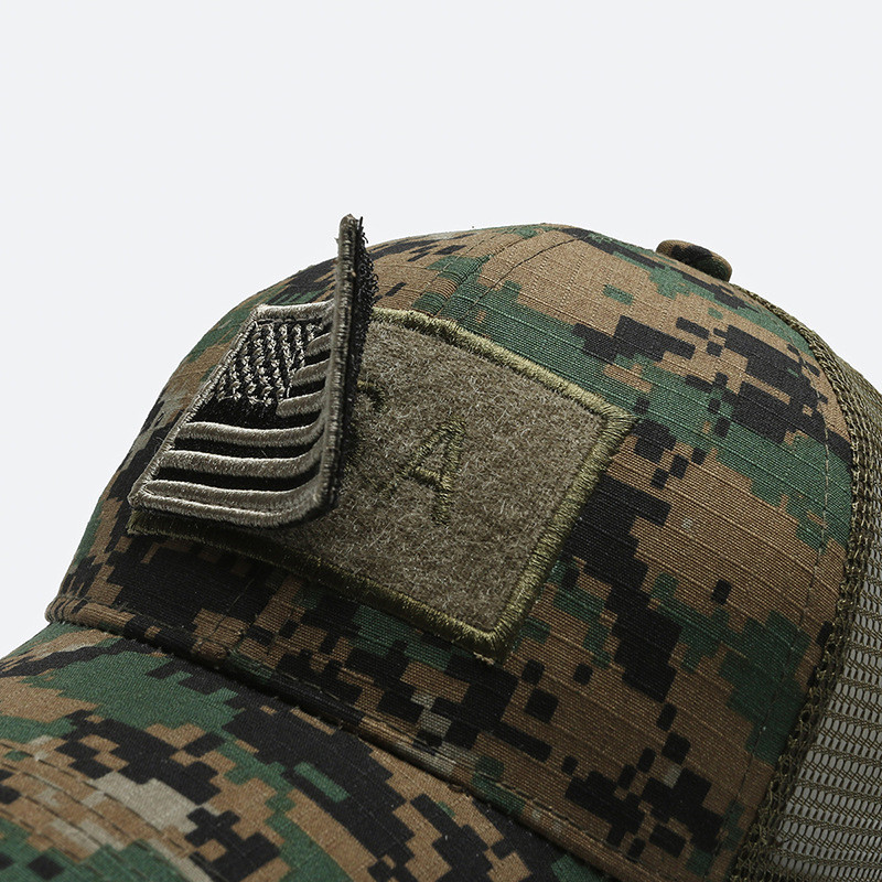 USA Flag Baseball Cap American Men Hat Detachable Patch Mesh Tactical Army Caps