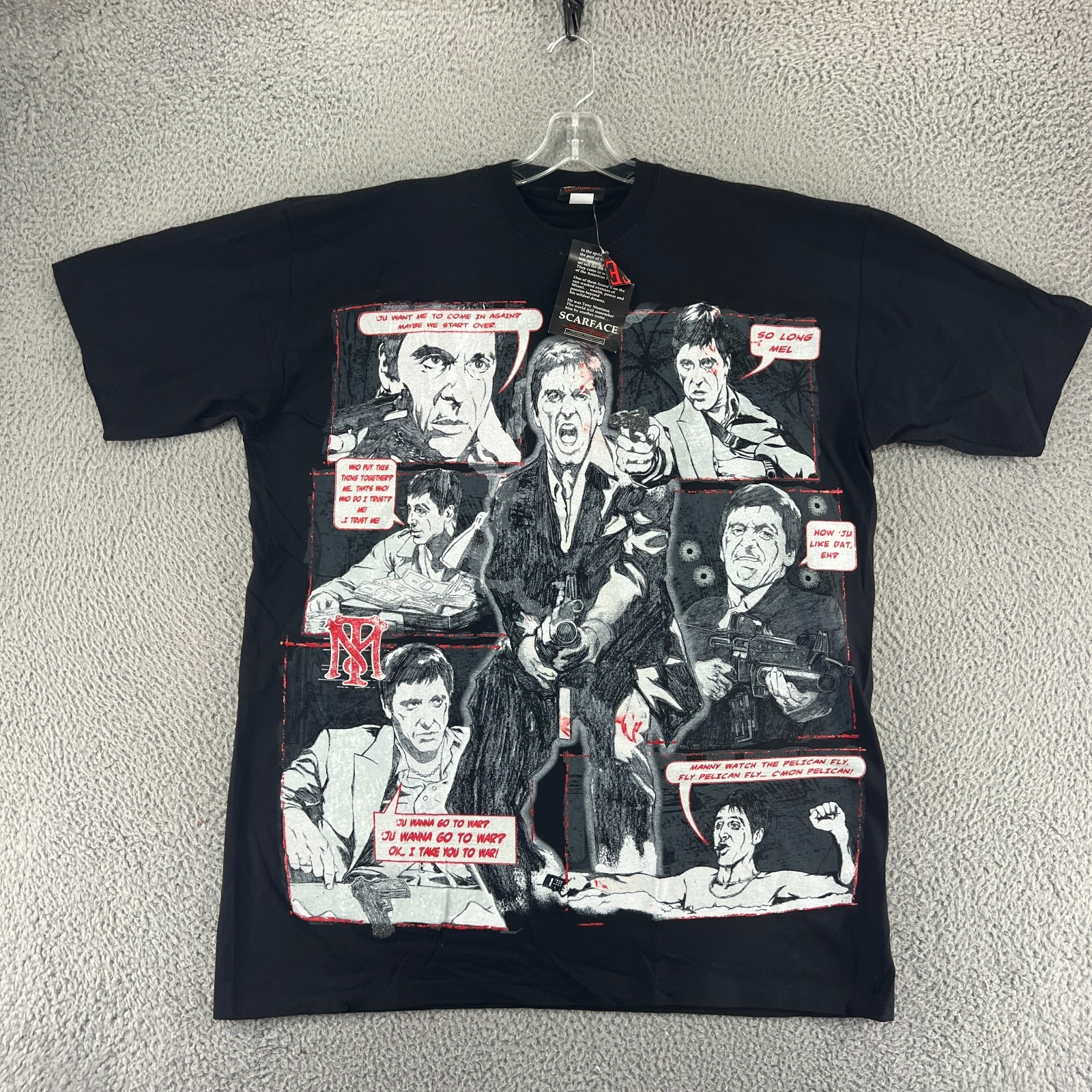 Vintage Scarface Tony Montana Shirt Mens XL Black Rap HipHop 90s Tee NWT