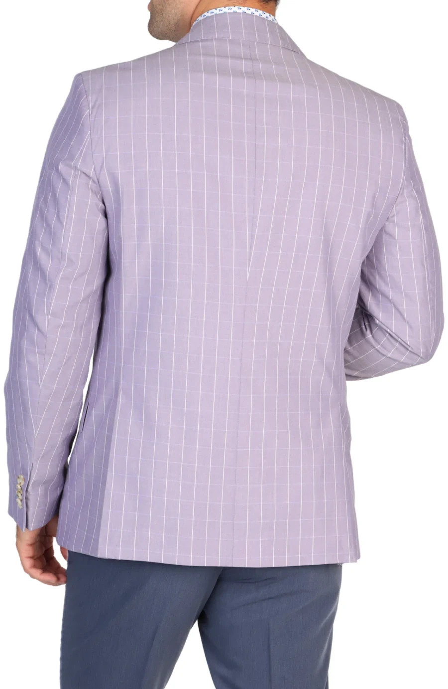 Tailorbyrd Mens Plaid Blazer, Lilac Mini Windowpane Sport Coat