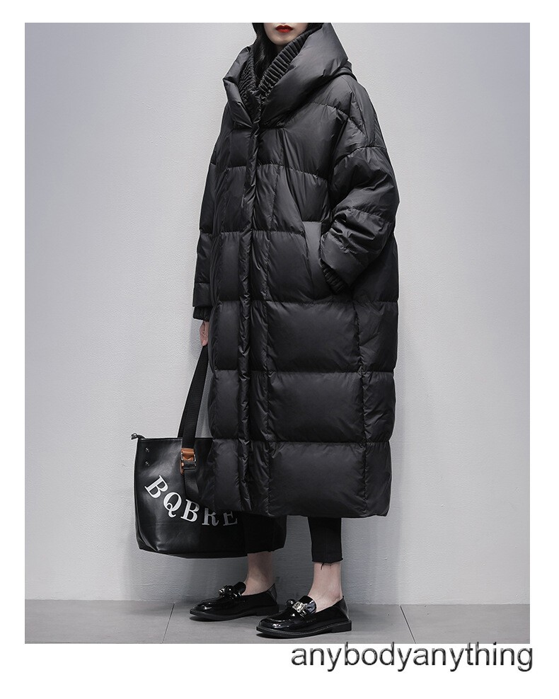 S-7XL Loose Down Jackets 90% White Duck Down Overcoats Women’s Long Coats Hooded