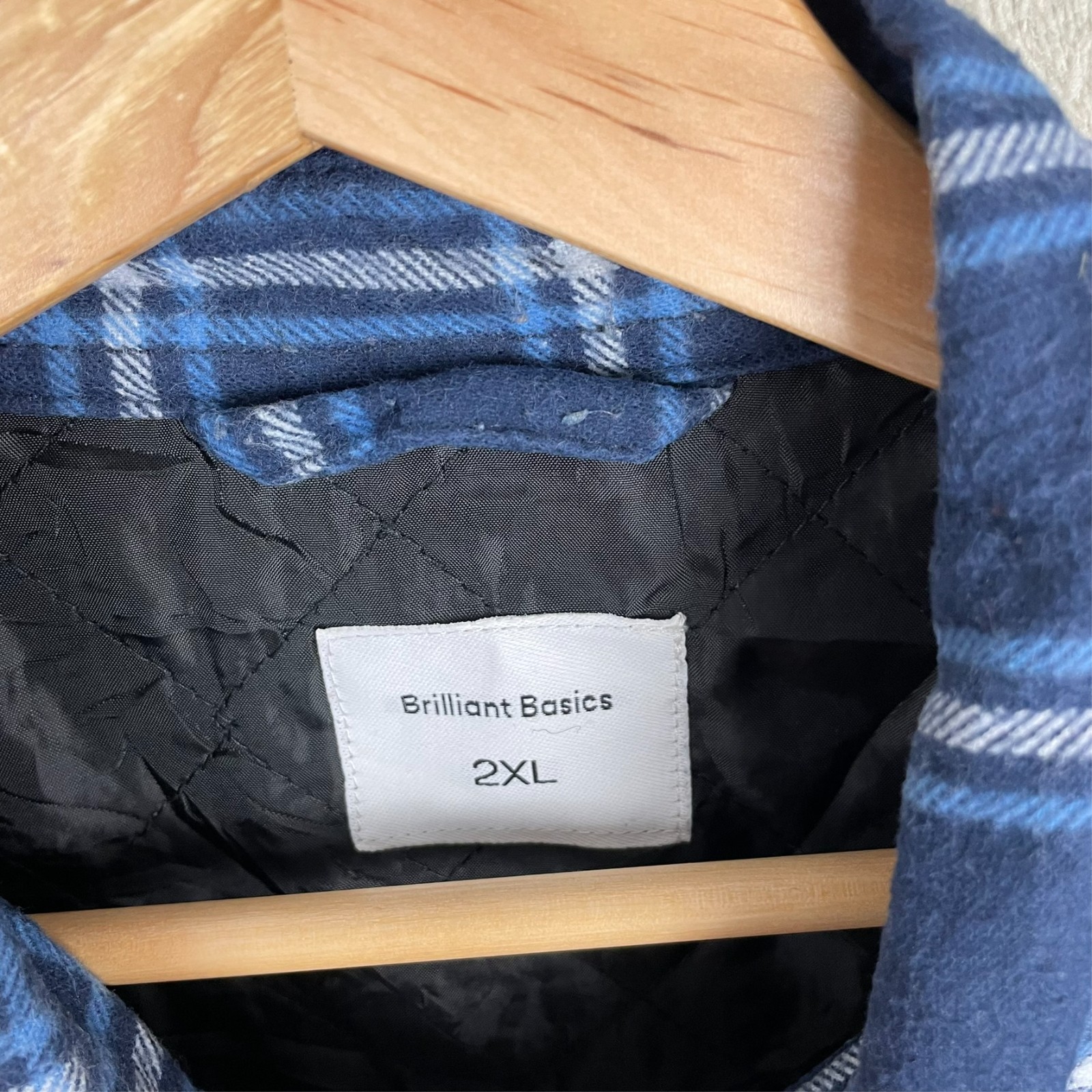 Men’s Lined Blue Flannel Shacket Jacket Size XL Extra Large Striped Button Up