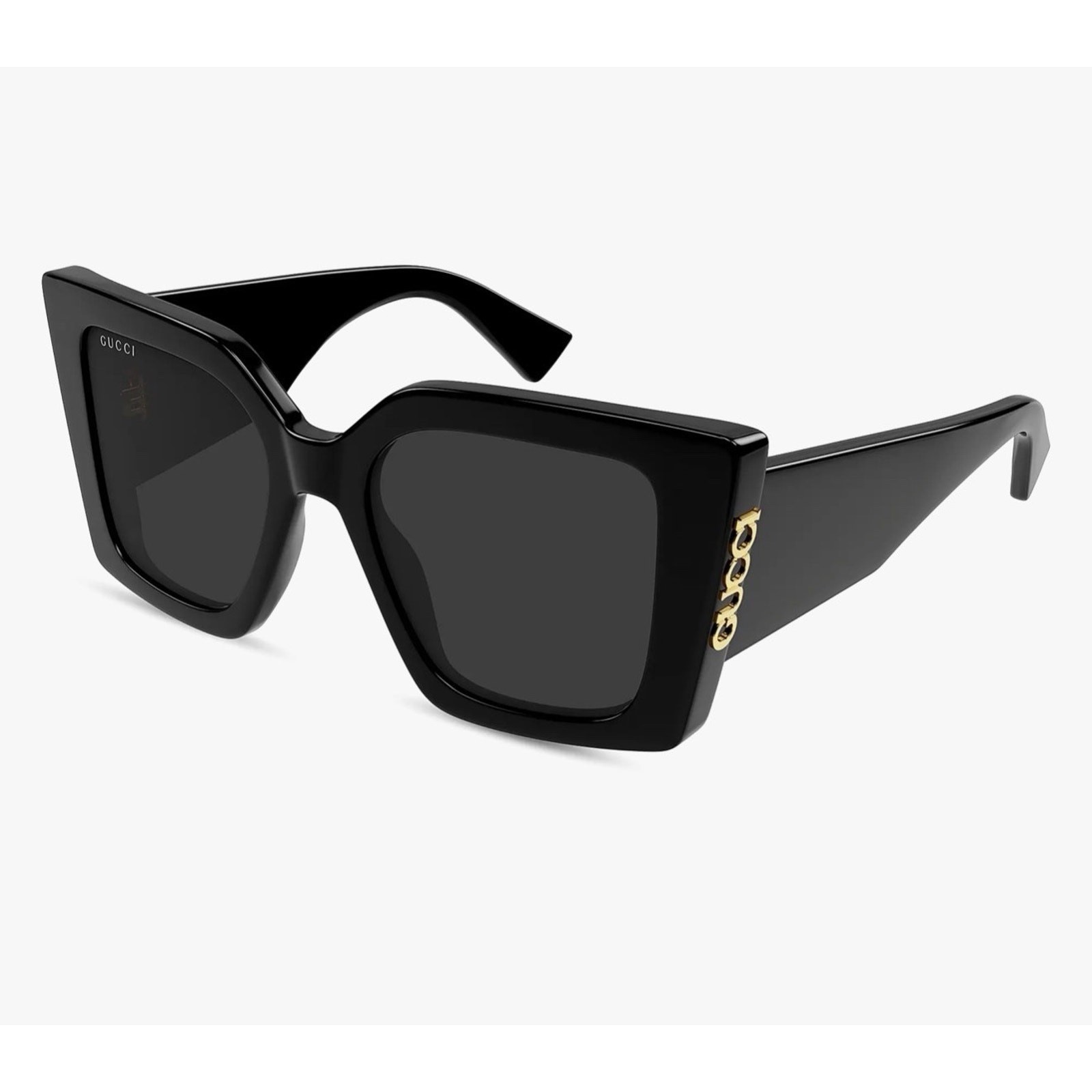 GUCCI GG2039S 001 Black Gold Grey Gradient Lens Women Sunglasses Large AUTHENTIC