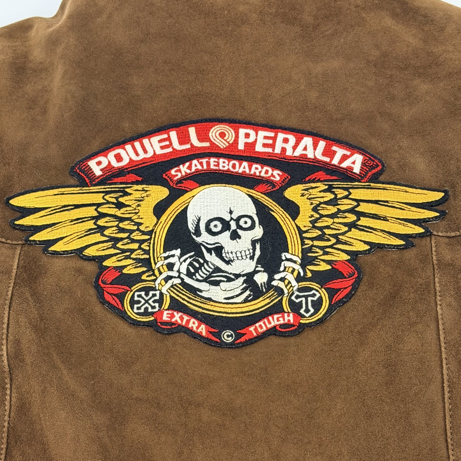 Custom Powell Peralta Suede Jacket XXL Spitfire Deathbox Skate Patches