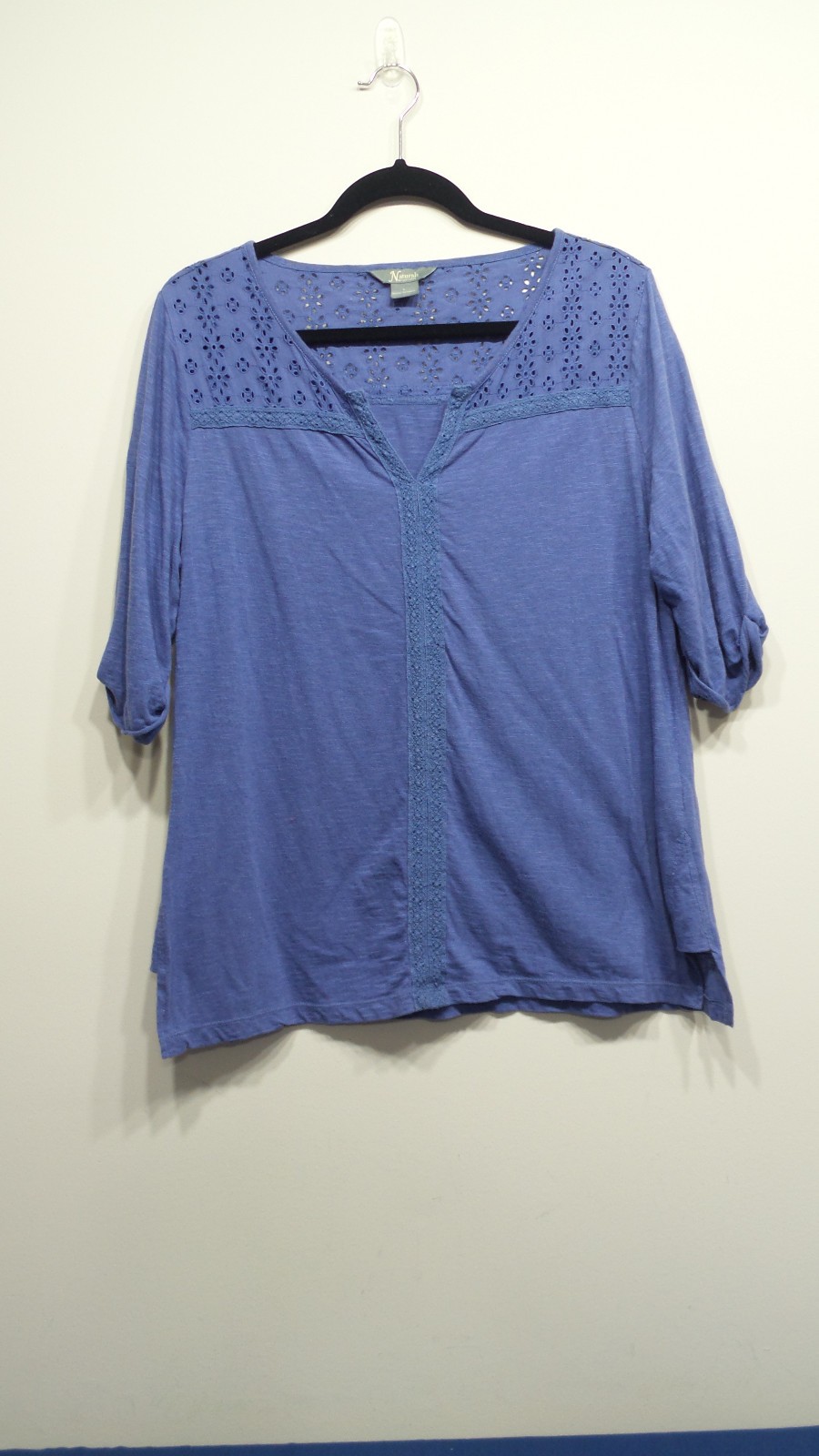 Women’s Natural Reflections Blue Top, Size L, 100% Cotton