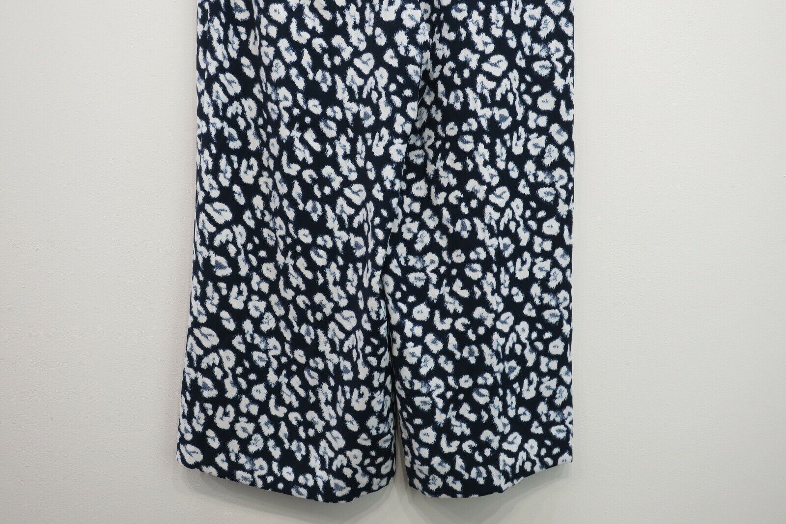 Banana Republic Womens Black Straight Leg Side Zip Leopard Print Casual Pant 10
