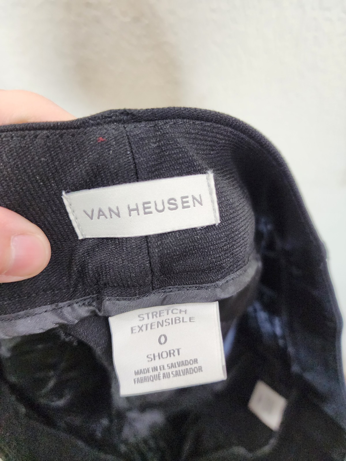 Van Heusen Womens Slim Stretch Dress Pants 0 Short Black Rayon Nylon Spandex