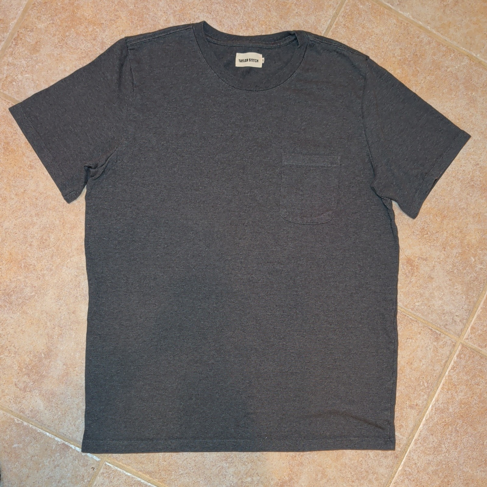 Taylor Stitch Shirt Men’s 42 Gray Crewneck Heavy Pocket Tee Short Sleeve Casual