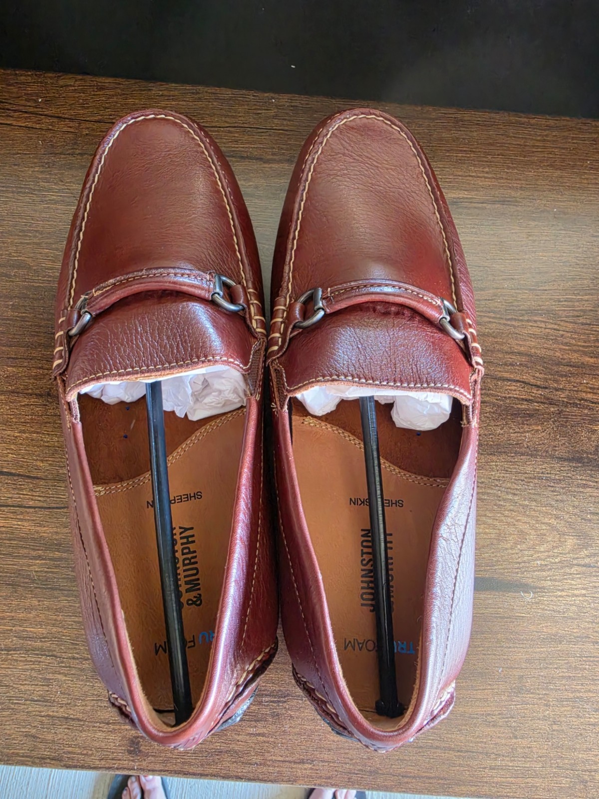 Johnston & Murphy Sheldon Tan Brown Leather Bit Loafer Dress Shoes 9.5 M NIB