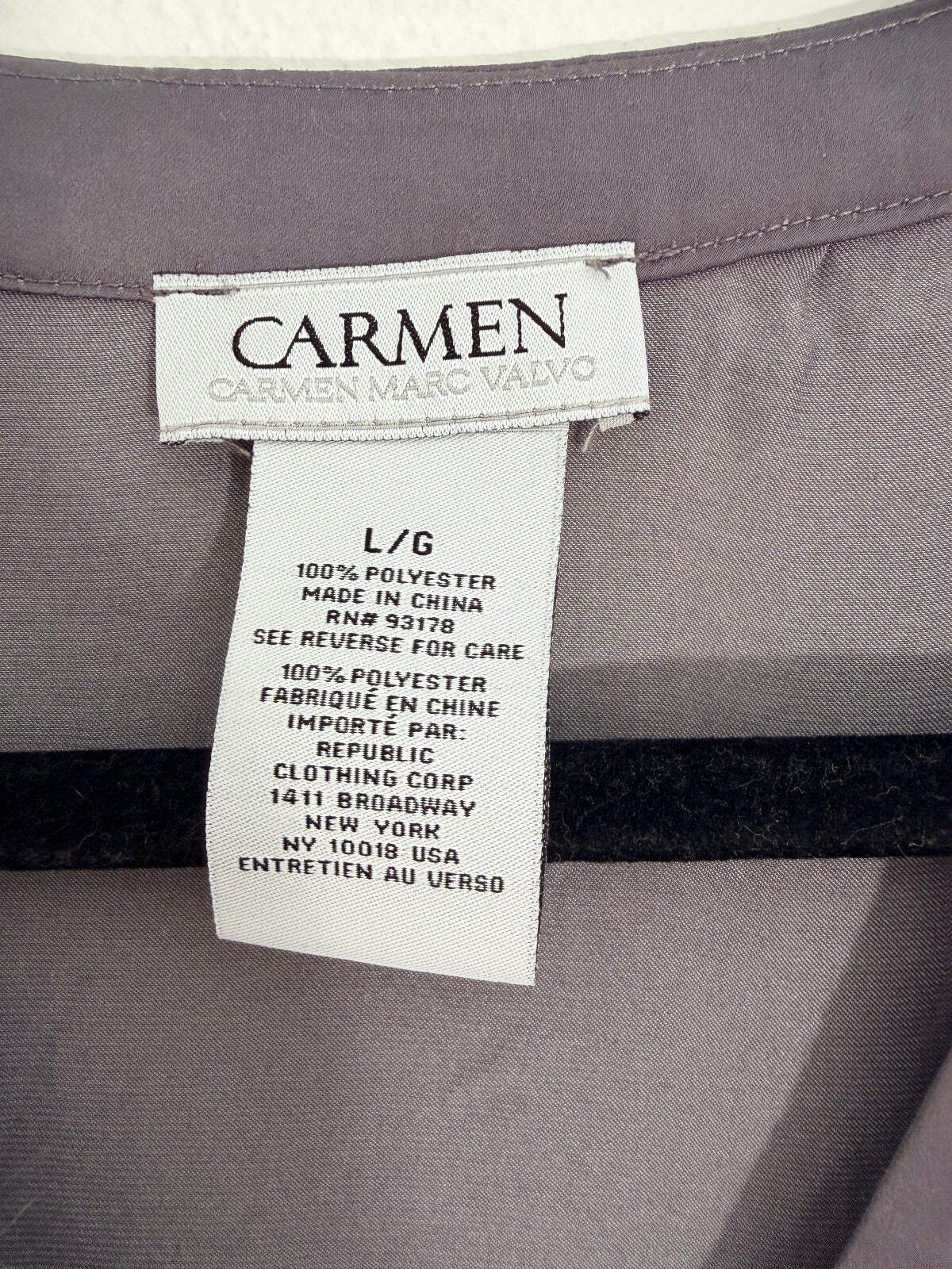 Carmen Gray Embellished V-Neck Long Sleeve Blouse Size L