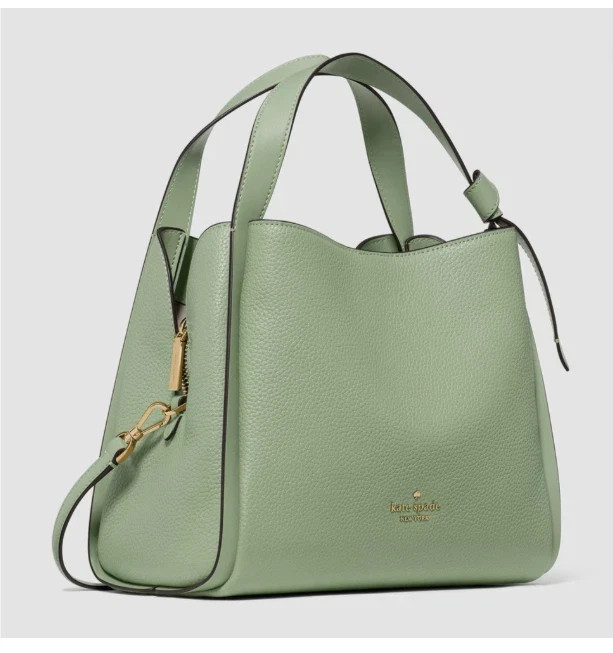 KATE SPADE KNOTT MEDIUM CONVERTIBLE BAG TOTE CROSSBODY SATCHEL LEATHER GREEN