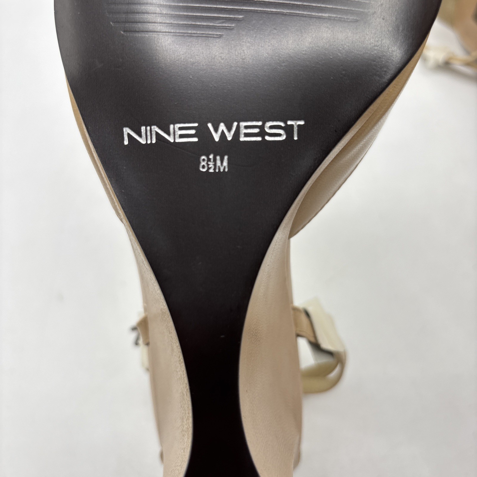 Nine West Womens 8.5M Leather Slingback Wedge Heels Natural Nude Never Worn