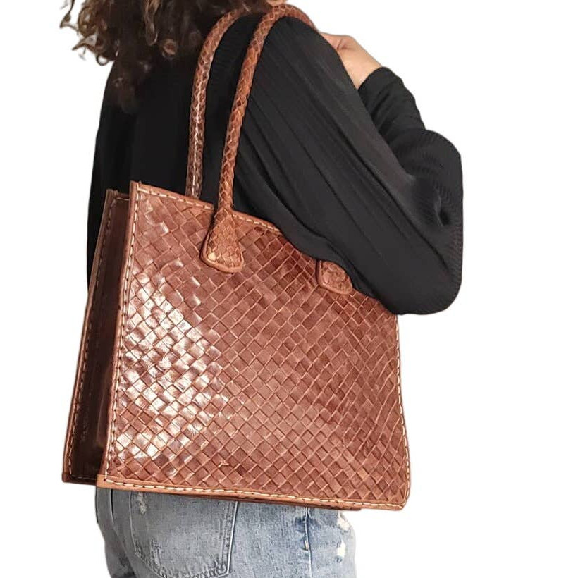 Handmade Moroccan Woven Leather Handbag