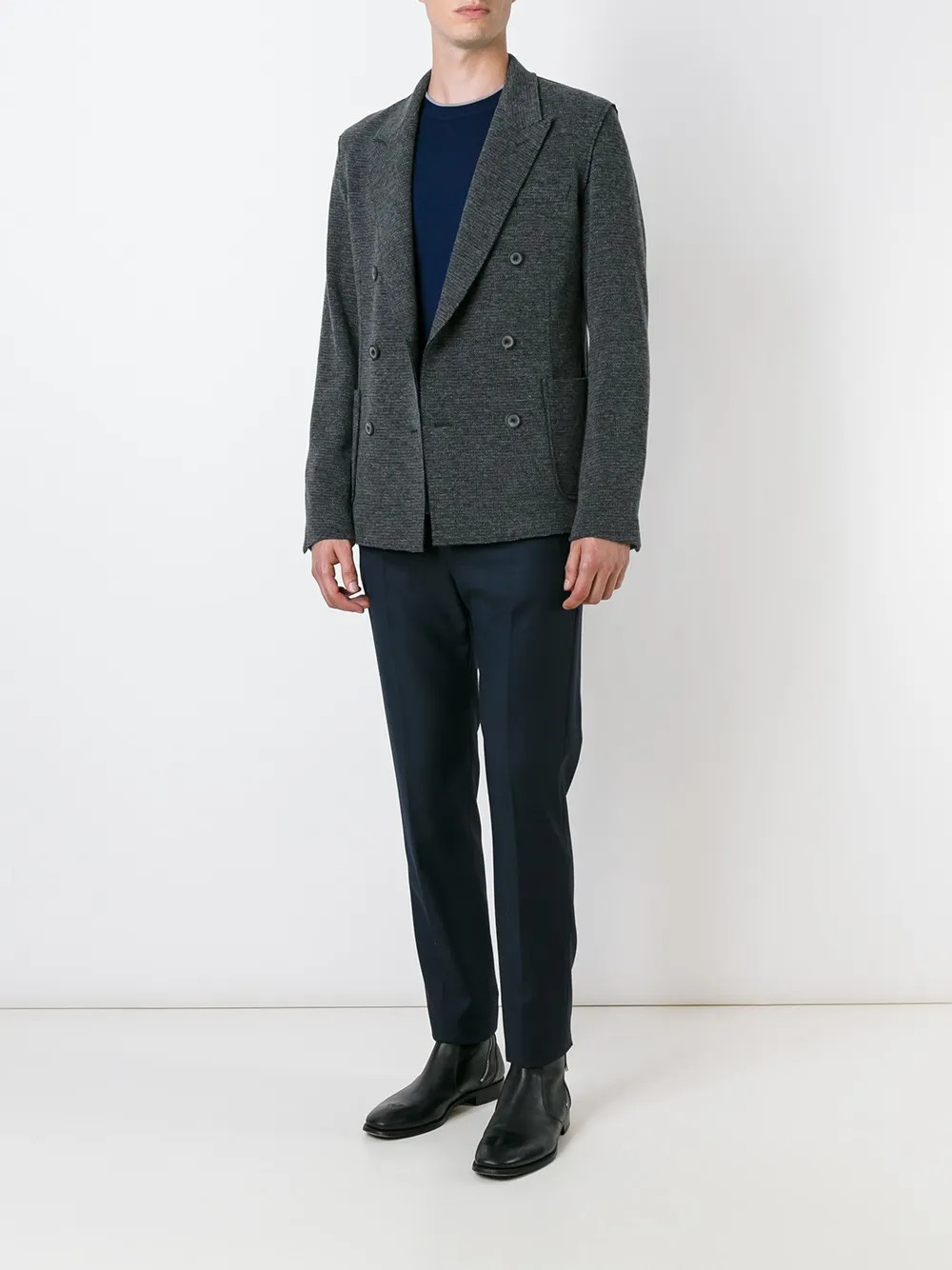 Lanvin Men’s Deconstructed Double-Breasted Blazer Jacket In Grey Size 48R $1595
