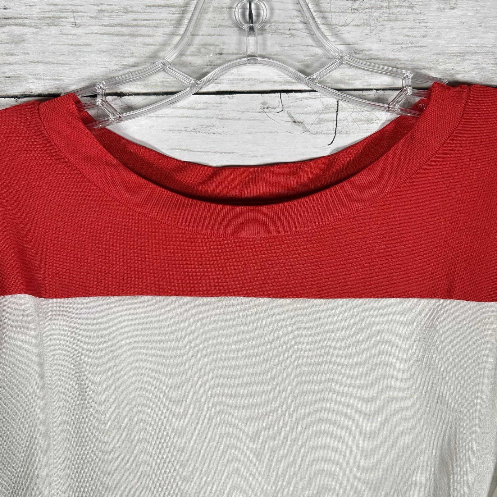 Rag & Bone Sports Silky Jersey Viscose Cotton Red White Boxy Cropped Top L
