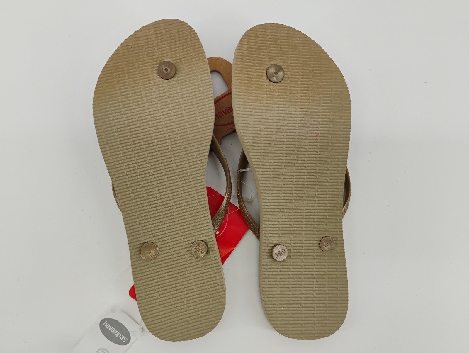 NEW Havaianas Sand Gray Light Gold Thong Flip Flops, Size 9/10w (39/40)