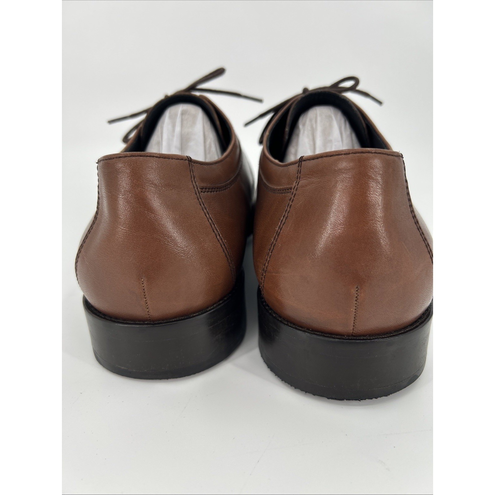 Johnston & Murphy Mens Brown Leather Cap Toe Oxford Dress Shoes Size 12W
