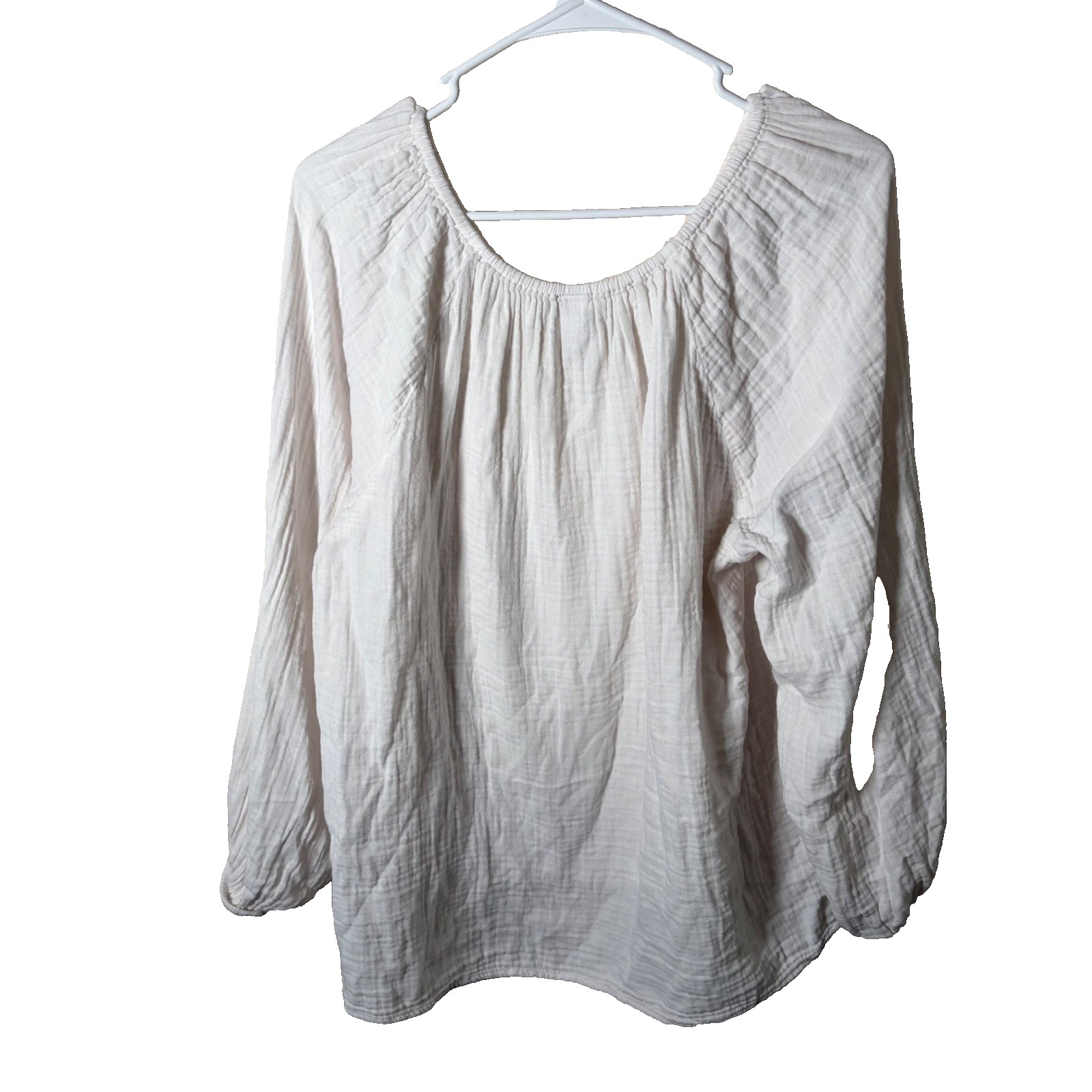 Old Navy Blouse Women’s XL Ivory Gauze Casual V-Neck Shirt Top Casual