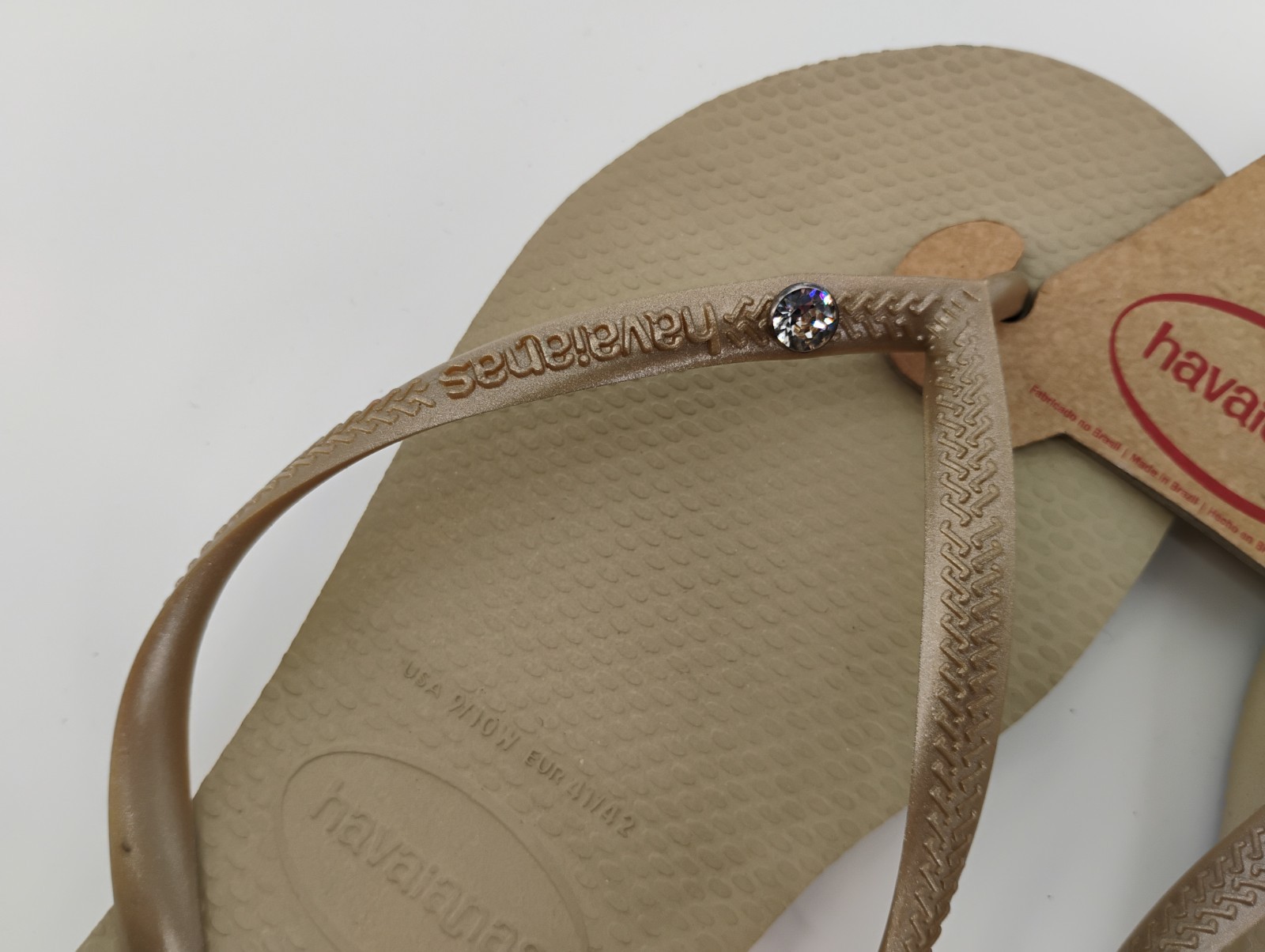 NEW Havaianas Sand Gray Light Gold Thong Flip Flops, Size 9/10w (39/40)