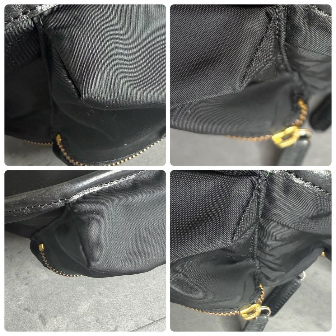 Felisi Nylon Leather Body Bag Crossbody Black Japan Excellent 0611970