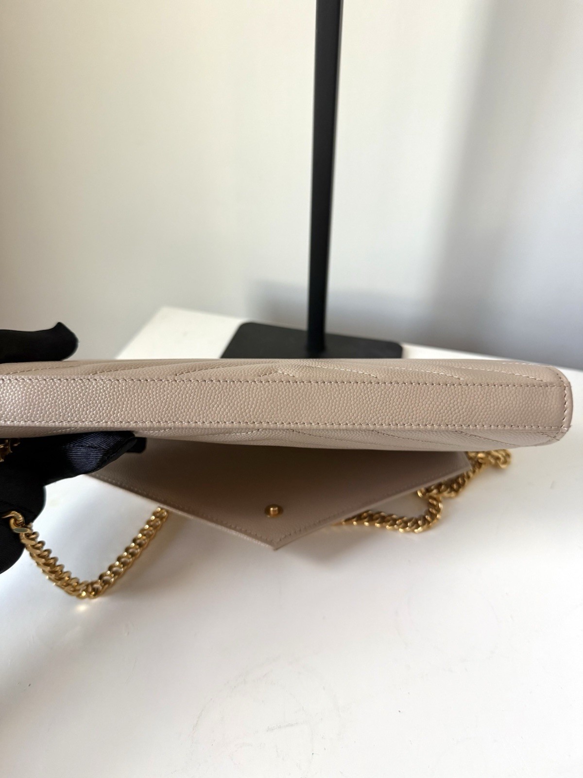 Saint Laurent YSL Leather Wallet On Chain On Chain Grained leather- Dark Beige