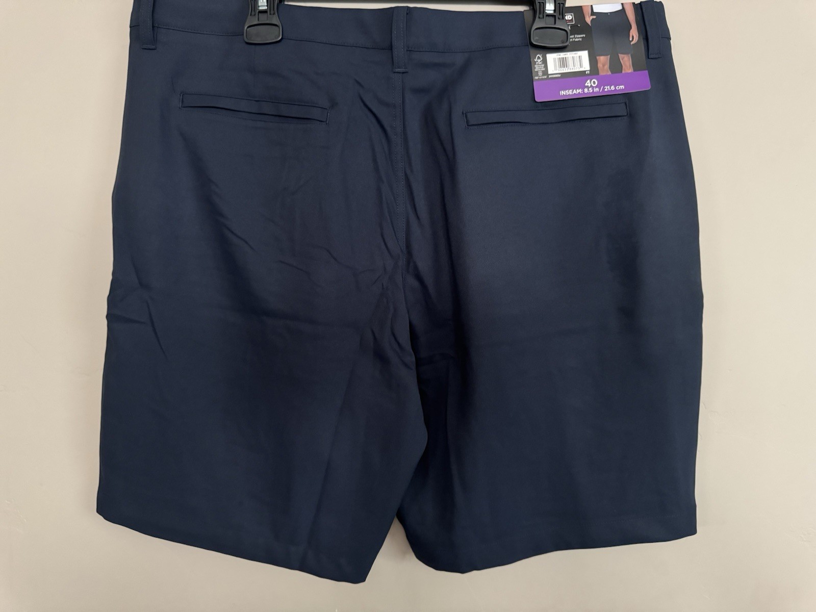 NEW Kirkland Signature Men’s Performance Shorts Comfort Waistband Navy 40