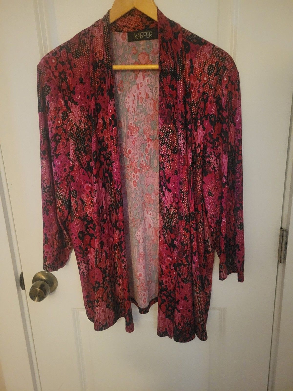 Kasper Multicolored Open Front Summer Cardigan Business Casual Formal