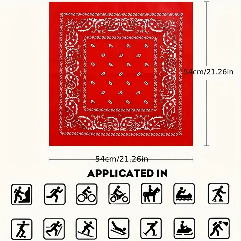 2/6/12 Pack Multi-Purpose Paisley Print Bandanas Head Wrap 100% Cotton 22×22