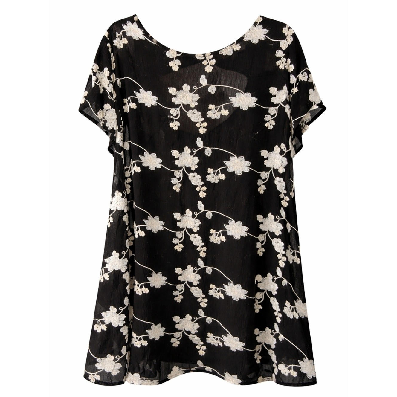 Umgee Black Midi Hi Low Dress Floral Embroidery Boho Small