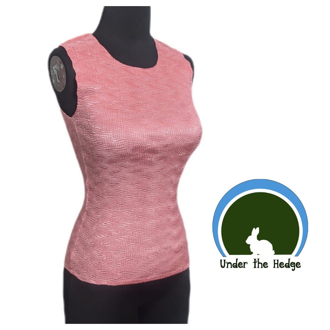 y2k Nicola Pink Crinkle Pleated Sleeveless Top PL Large X1 Glam Futuristic Retro