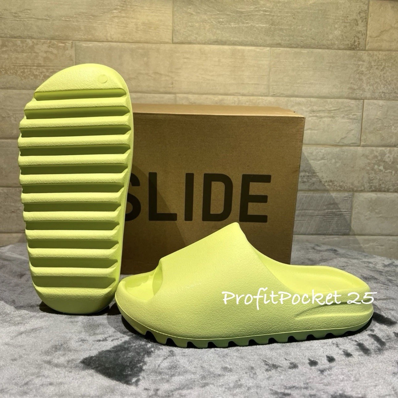 Yeezy Green Glow Sandal Slides Size 10