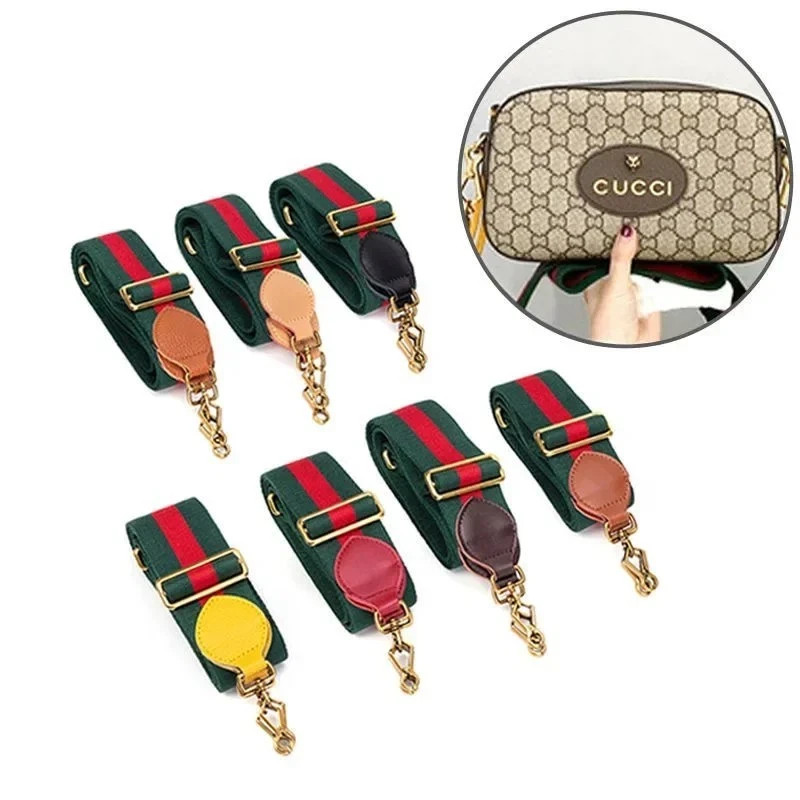 New Crossbody Shoulder Strap Gucci Replacement No Logo Green-Brown Web Leather