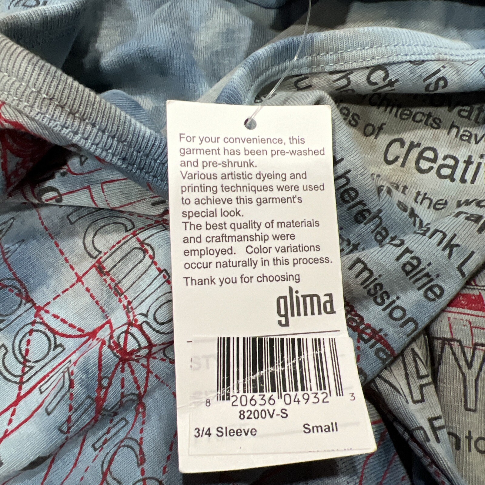 NWT Glima Tee Top Printed Tie Dye 100% Cotton Blue Chicago Sz Small Juniors
