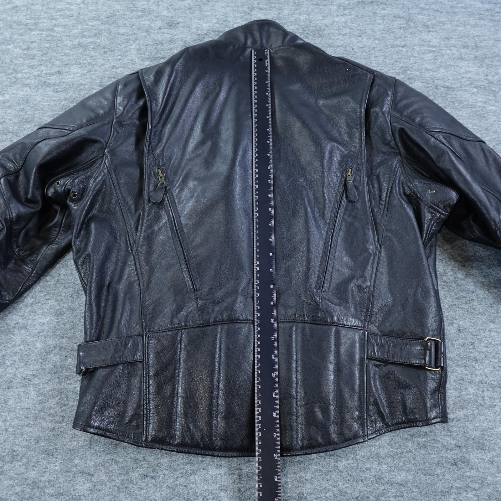 MOB Leather Motorcycle Jacket Men 42 Black Biker Moto Riding Heavy Lined Genuine